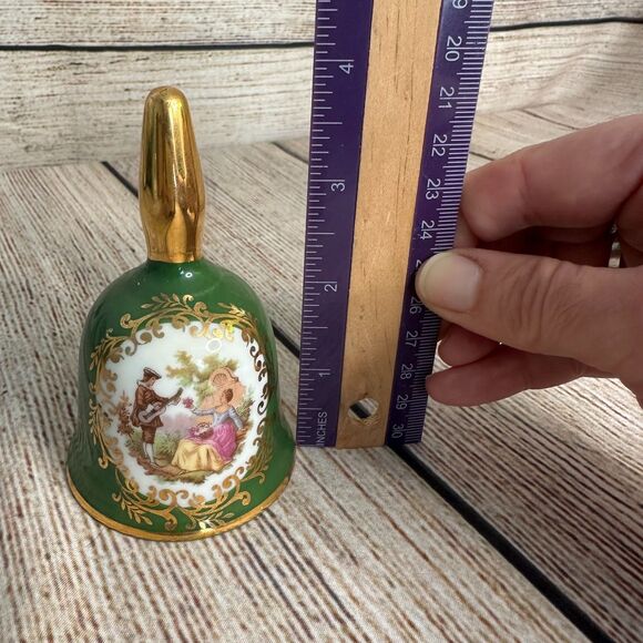 Vintage 60s Limoges "Love Story" Bell, Rare image, Green,  France, Porcelain - Picture 4 of 6